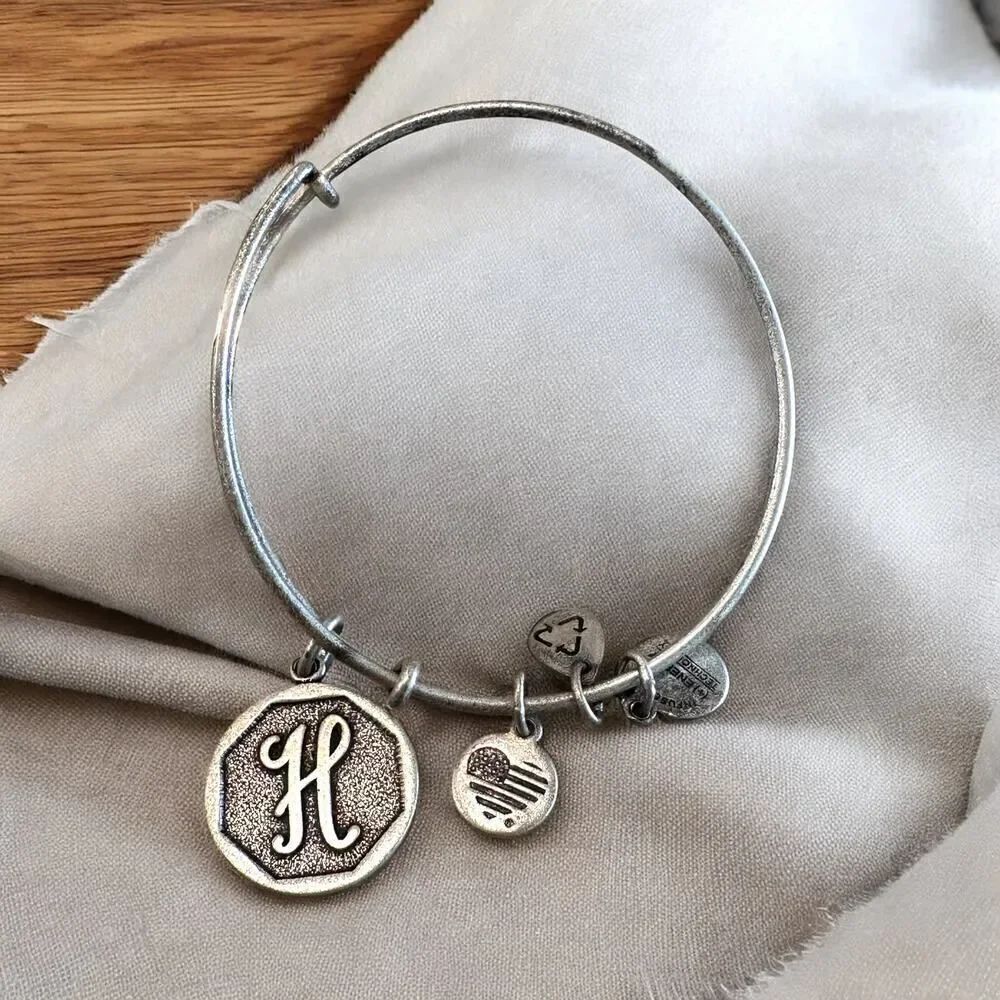 Alex and Ani Initial H Charm Bangle Bracelet